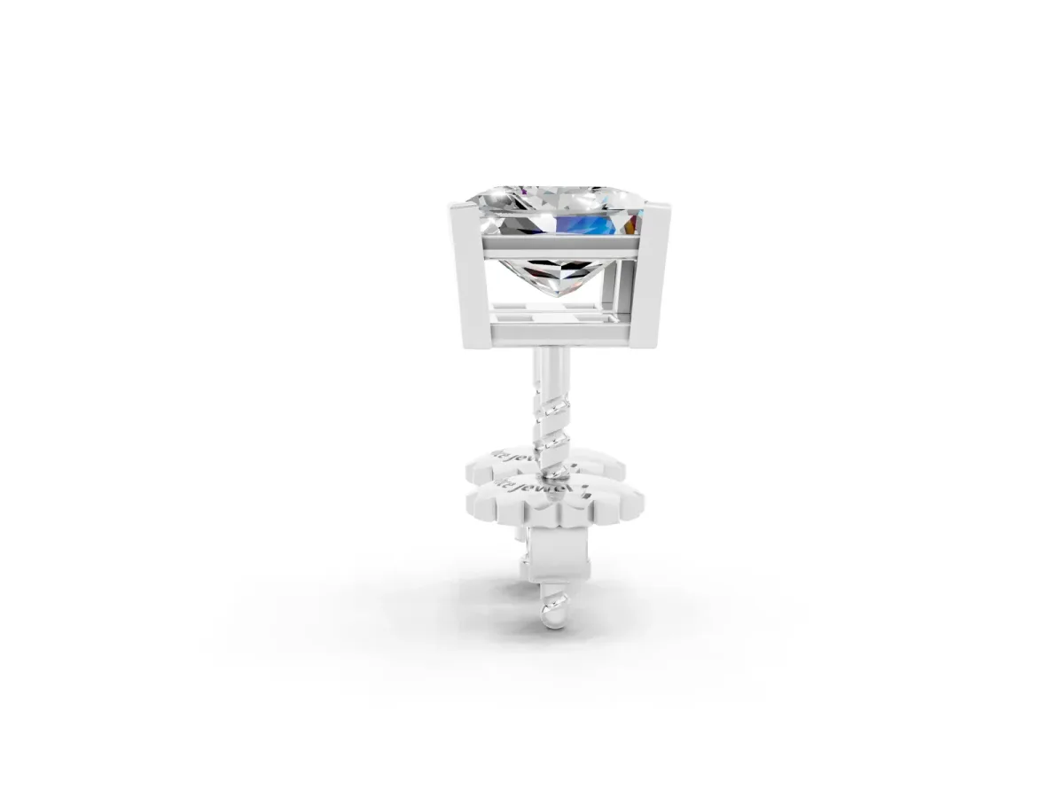 Princess Cut Moissanite Stud Earrings Platinum