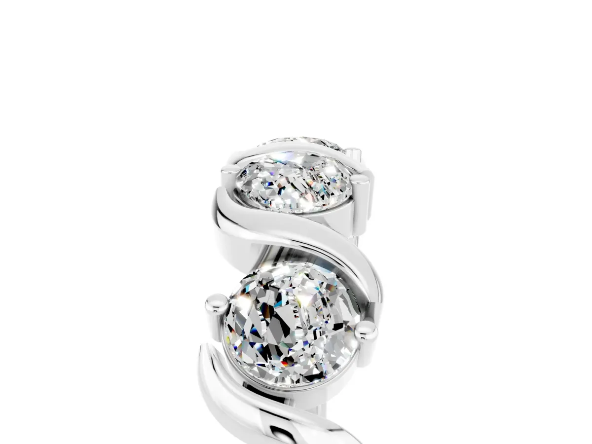 Six-Stone Round Moissanite Wave Band with Shared Prong Setting Silver