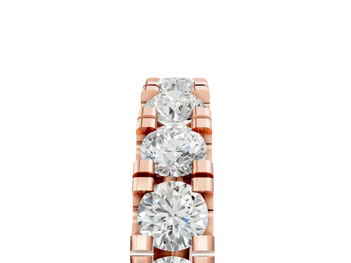Round Diamond Full Eternity Band with U-Prong Setting Rose gold