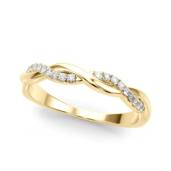 Twisted Pave Round Diamond Infinity Band with Shared Prong Setting Yellow gold