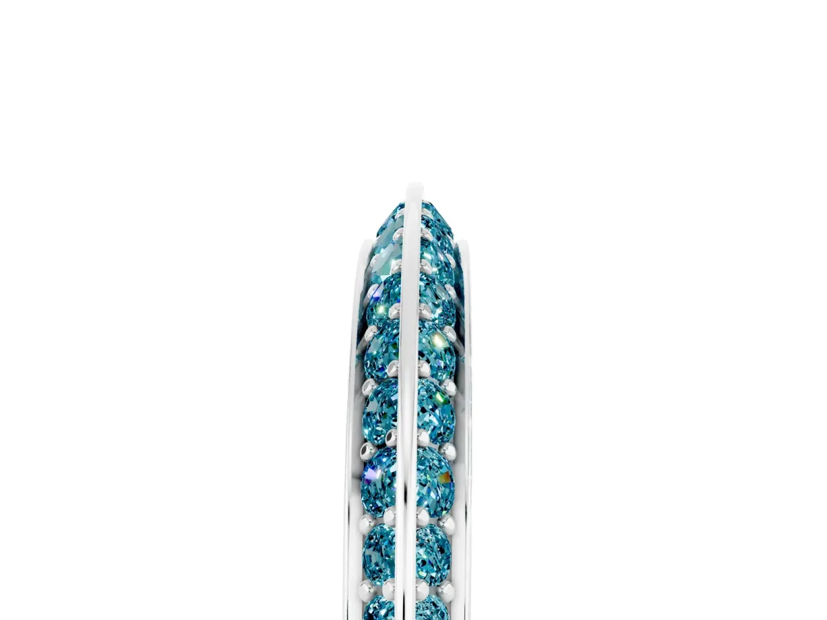 Double Row Pavé Round Blue Topaz Eternity Band with Channel Setting Platinum