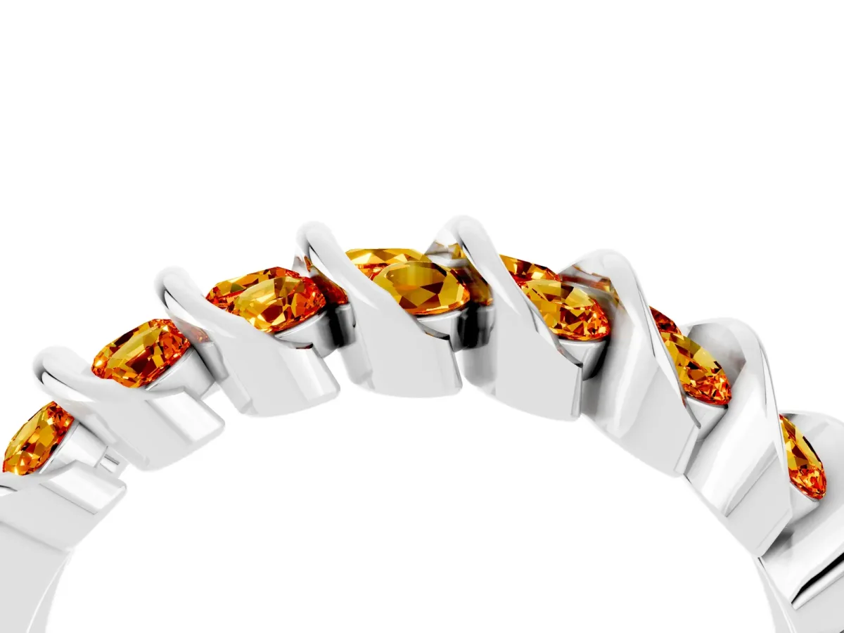 Channel Set Round Citrine Multi-Row Band Platinum