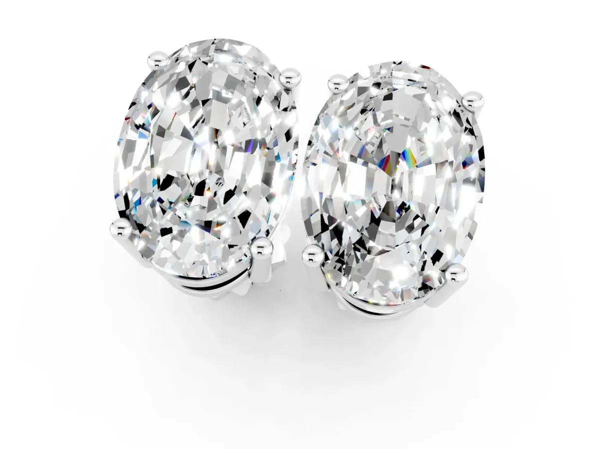 Oval Cut Moissanite Stud Earrings White gold