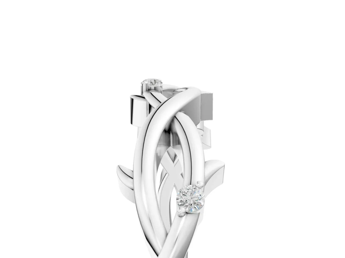 Prong Set Round Diamond Twist Band White gold
