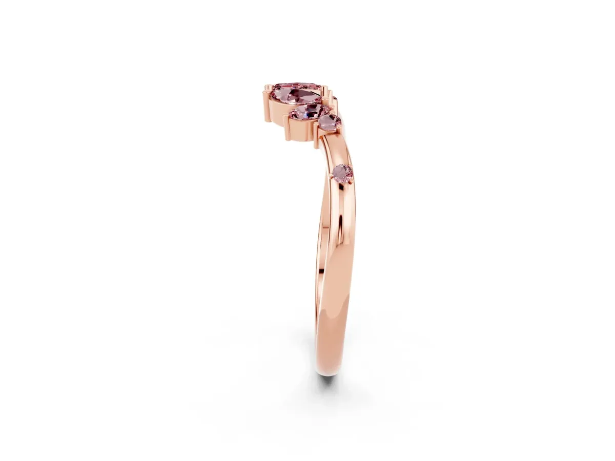 Open Marquise Cluster Morganite Band with Prong Setting Rose gold