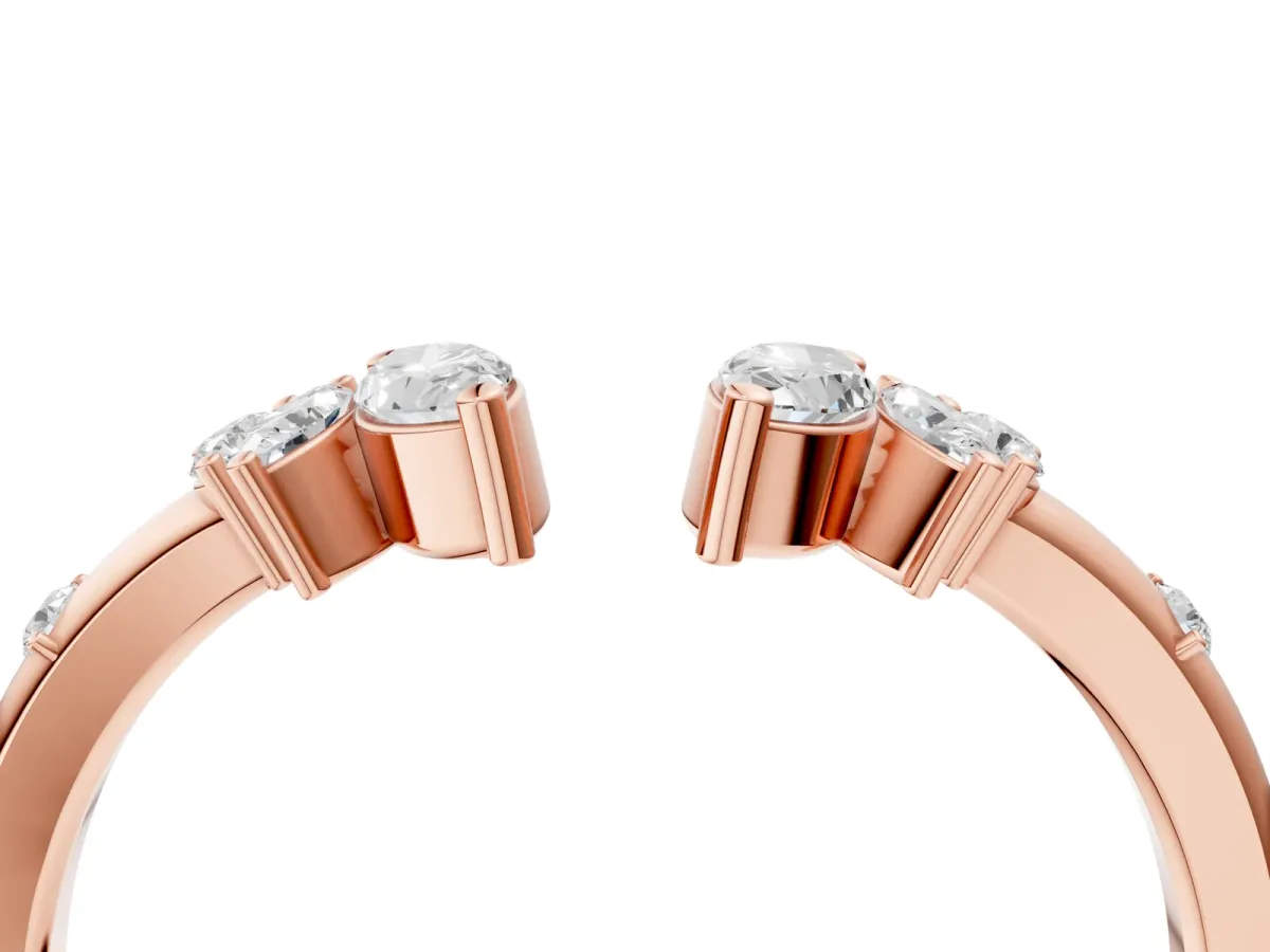 Open Marquise Cluster Diamond Band with Prong Setting Rose gold