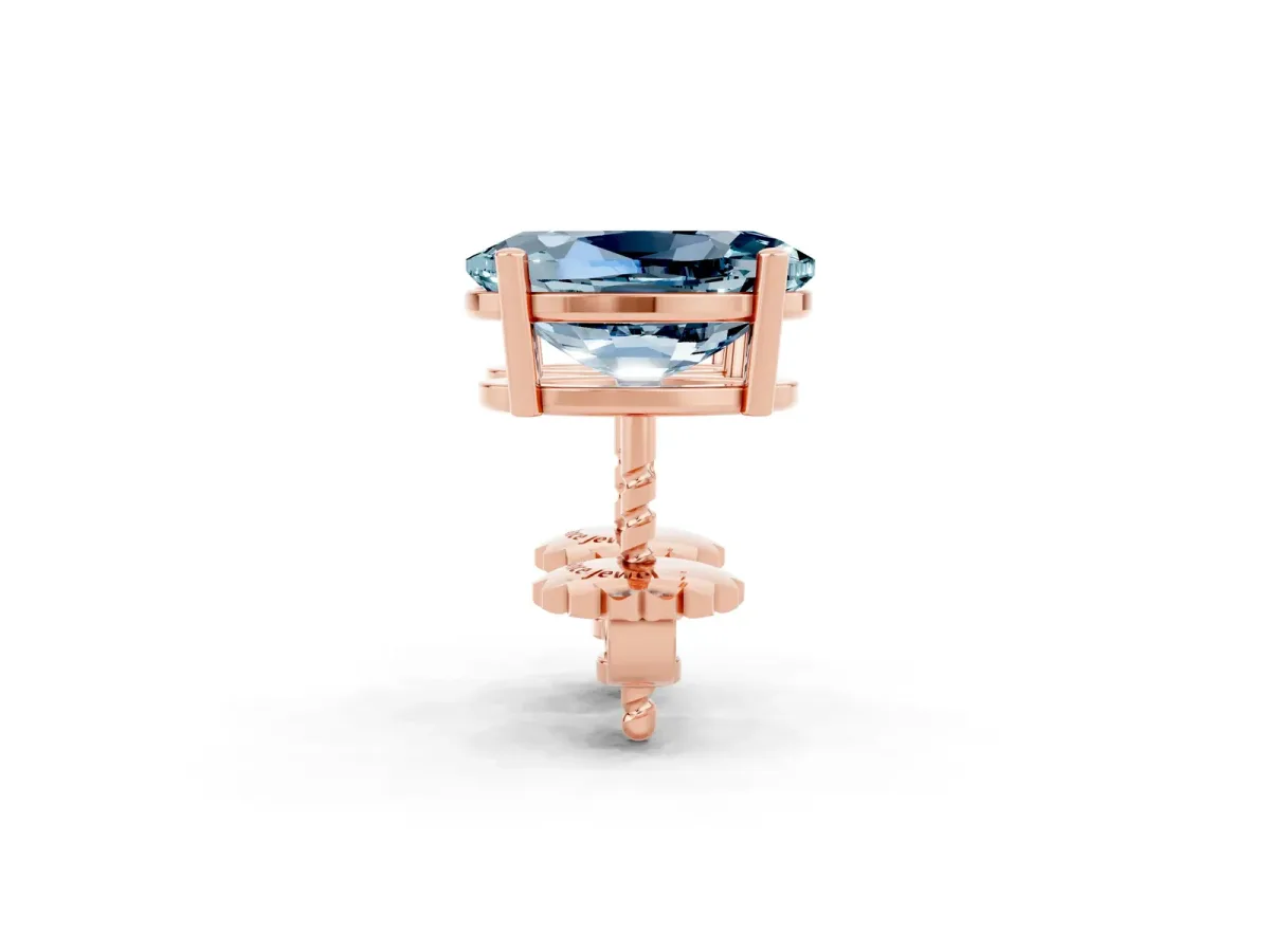 Oval Cut Aquamarine Stud Earrings Rose gold