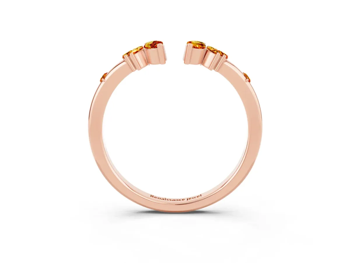 Open Marquise Cluster Citrine Band with Prong Setting Rose gold