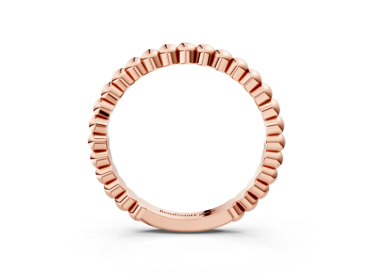 Beaded Round Stone Eternity Band with Bezel Setting Rose gold