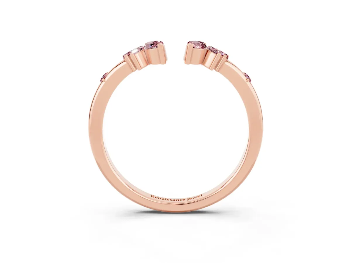 Open Marquise Cluster Morganite Band with Prong Setting Rose gold