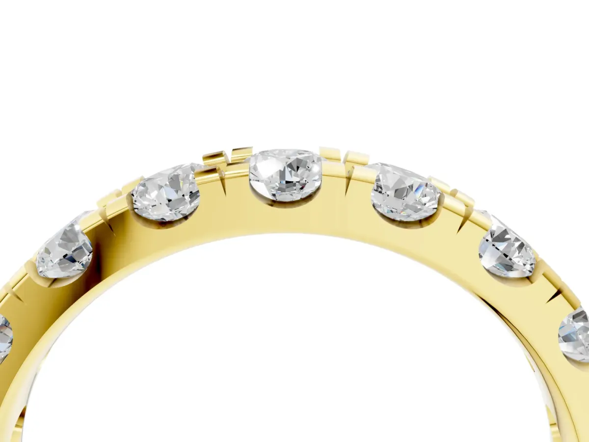 Round Diamond Full Eternity Band with U-Prong Setting Yellow gold