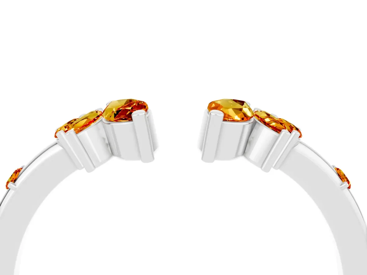 Open Marquise Cluster Citrine Band with Prong Setting White gold