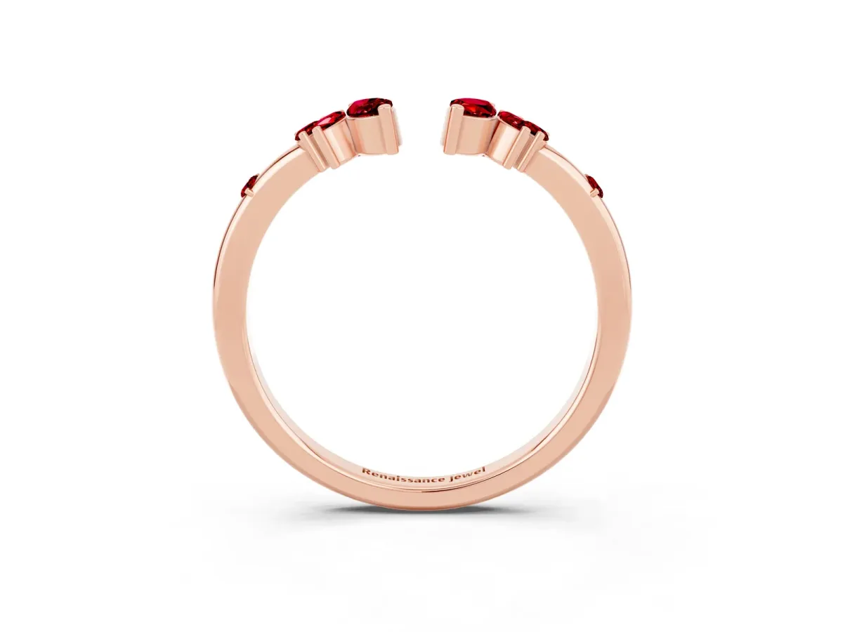 Open Marquise Cluster Ruby Band with Prong Setting Rose gold