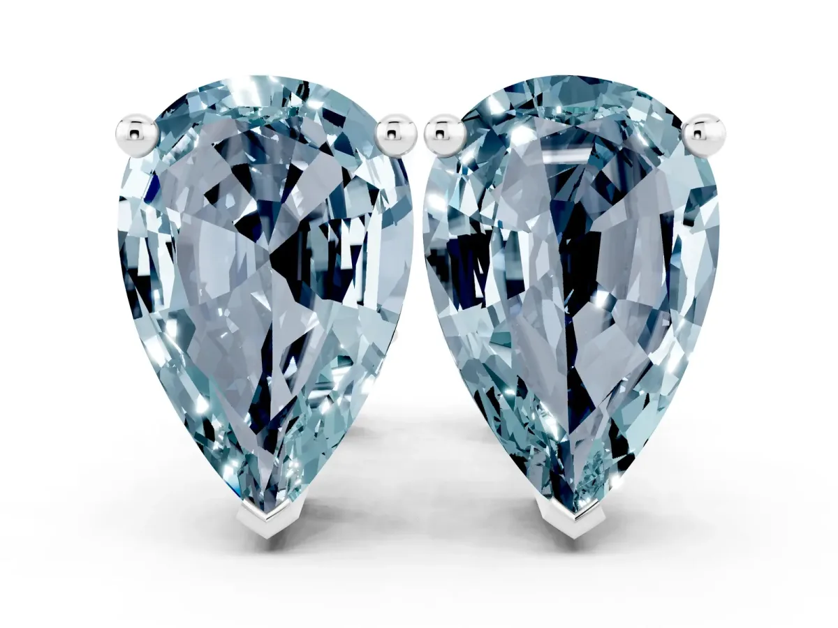 Pear Cut Aquamarine Stud Earrings Platinum
