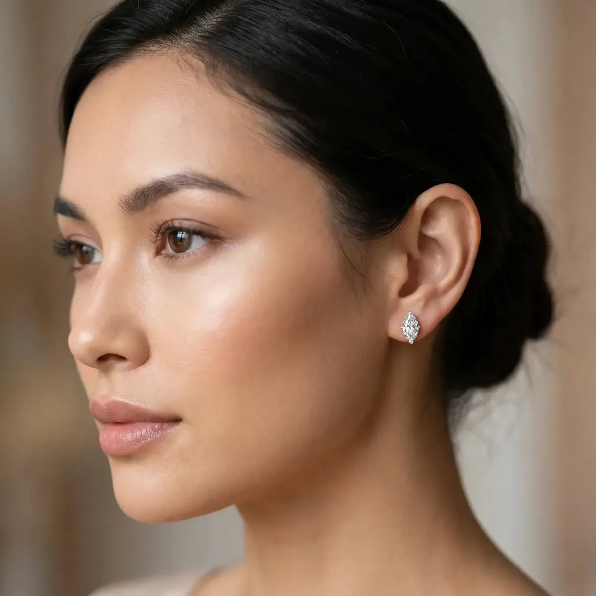 Marquise Cut Diamond Stud Earrings Platinum