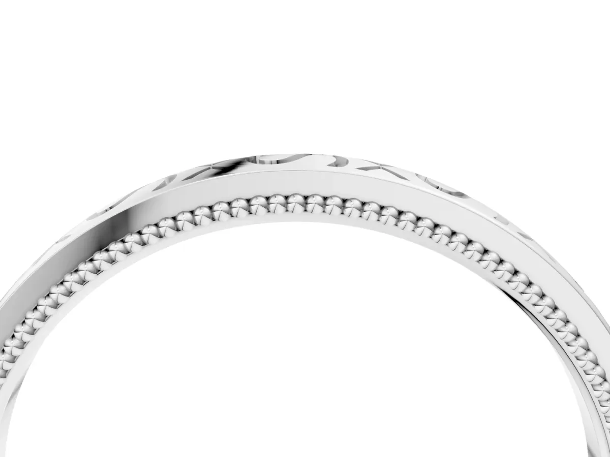 Vintage Engraved Milgrain Band Silver