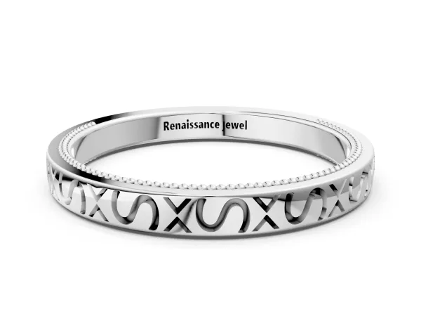Vintage Engraved Milgrain Band Silver