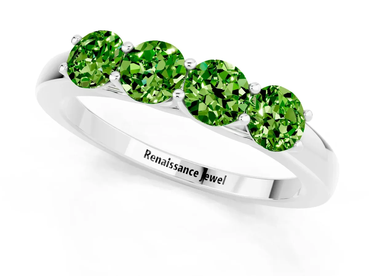 Four-Stone Round Peridot Prong-Set Band Silver