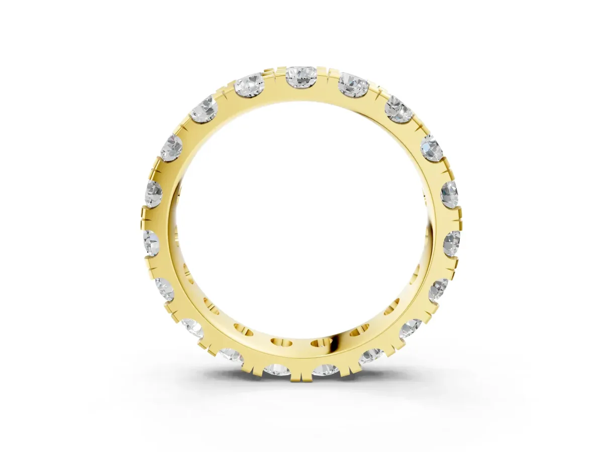 Round Diamond Full Eternity Band with U-Prong Setting Yellow gold