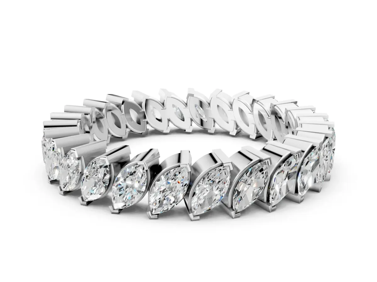 Marquise Diamond Shared Prong Full Eternity Band White gold
