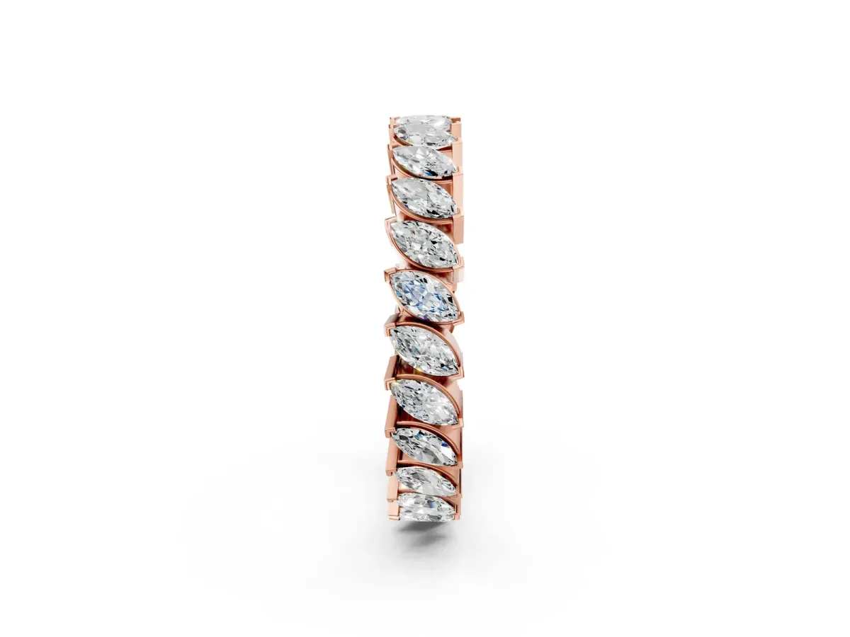 Marquise Diamond Shared Prong Full Eternity Band Rose gold