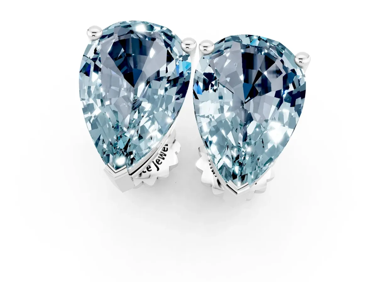 Pear Cut Aquamarine Stud Earrings Platinum