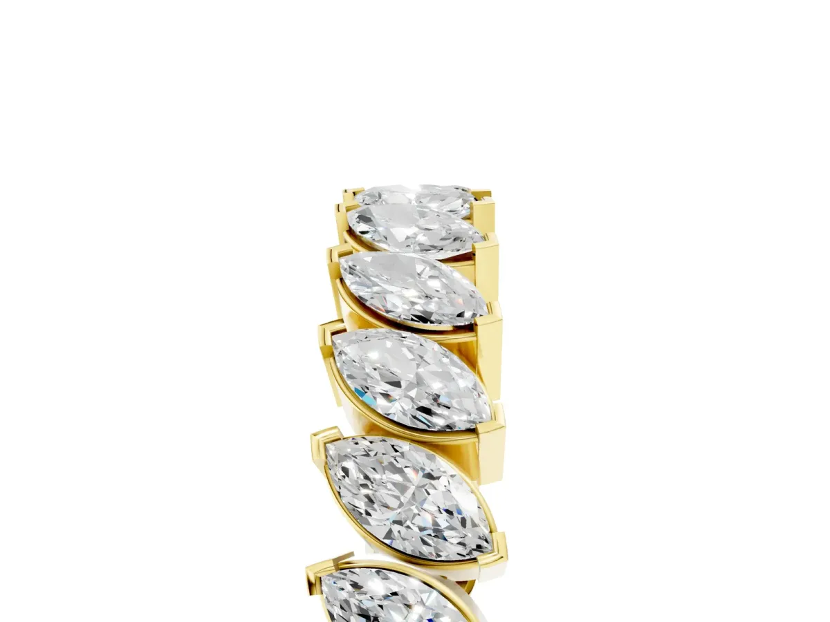 Marquise Diamond Shared Prong Full Eternity Band Yellow gold