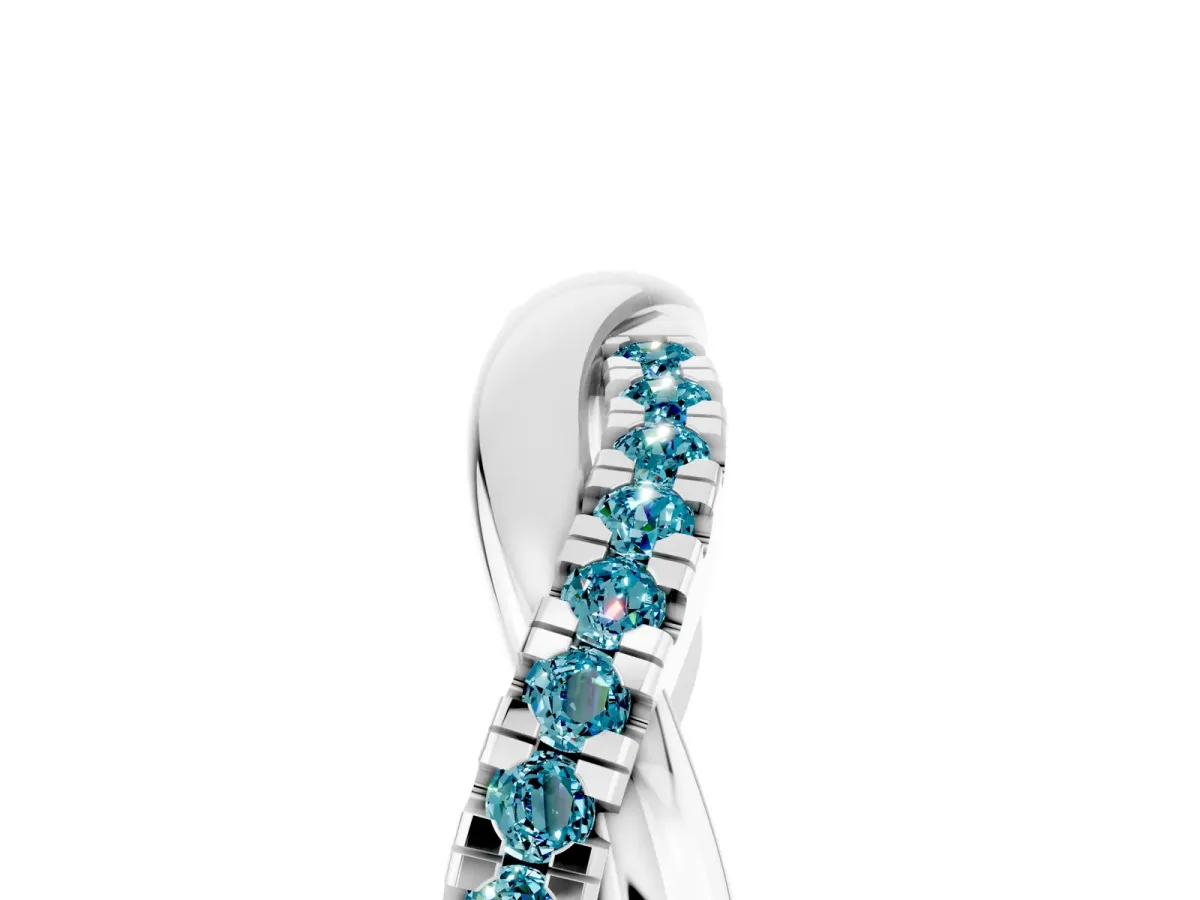Round Blue Topaz Twisted Infinity Band with Prong Setting Silver