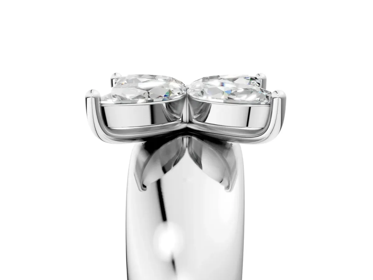 Marquise Diamond Floral Promise Ring Silver