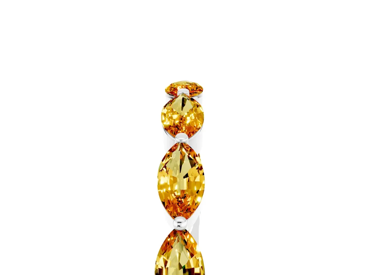 Marquise Citrine Half Eternity Band with Prong Setting Silver