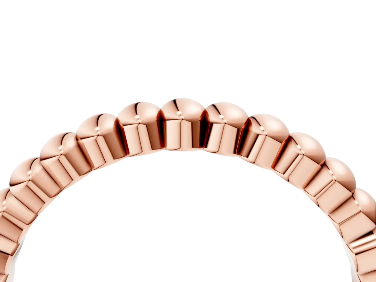 Beaded Round Stone Eternity Band with Bezel Setting Rose gold