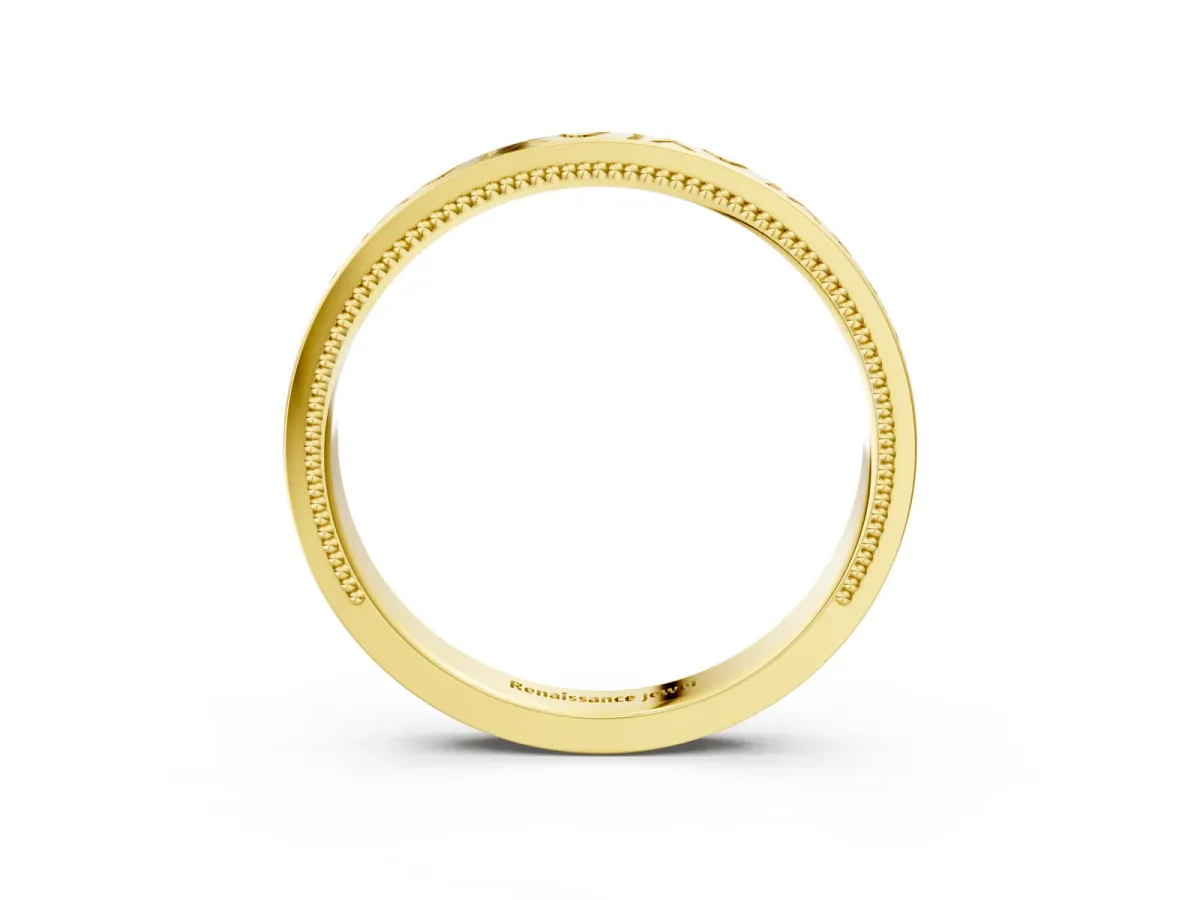 Vintage Engraved Milgrain Band Yellow gold