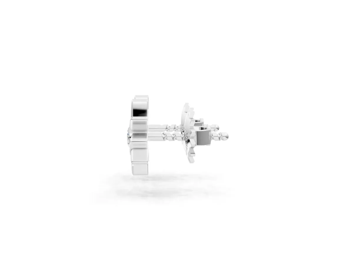 Round Diamond Sol Starburst Stud Earrings Platinum