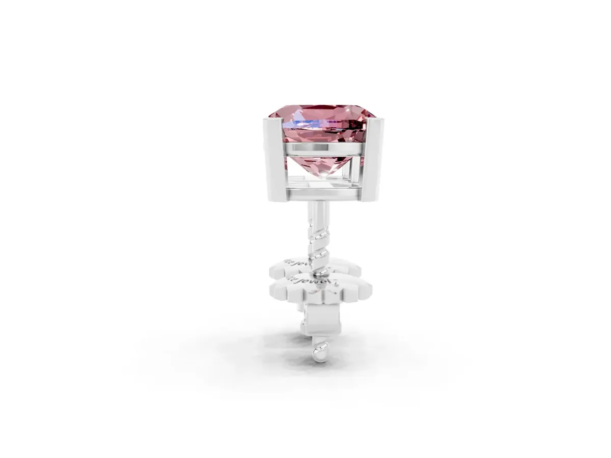 Cushion Cut Morganite Stud Earrings White gold