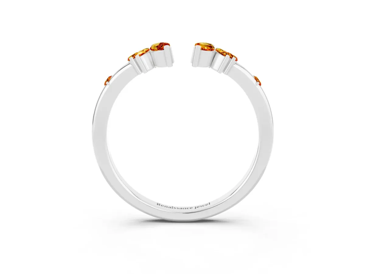 Open Marquise Cluster Citrine Band with Prong Setting White gold