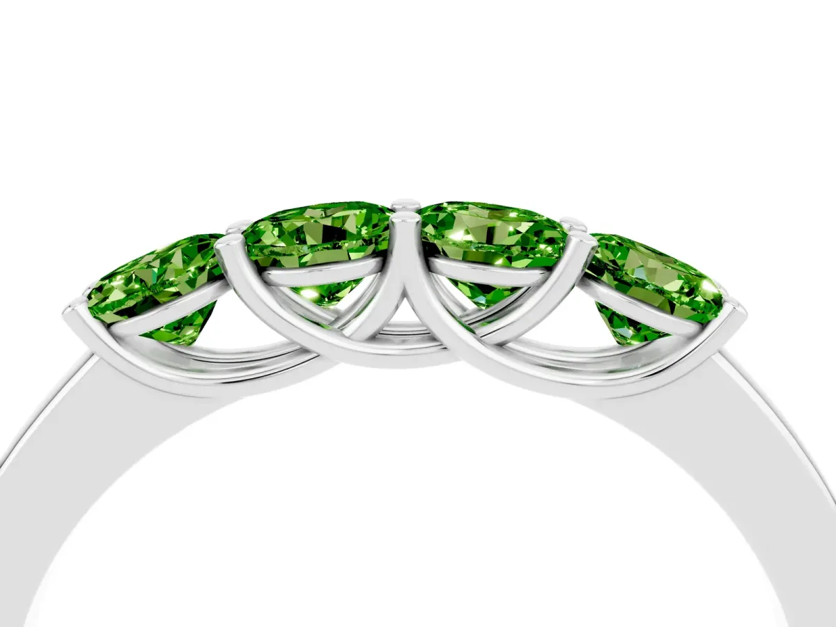 Four-Stone Round Peridot Prong-Set Band Silver