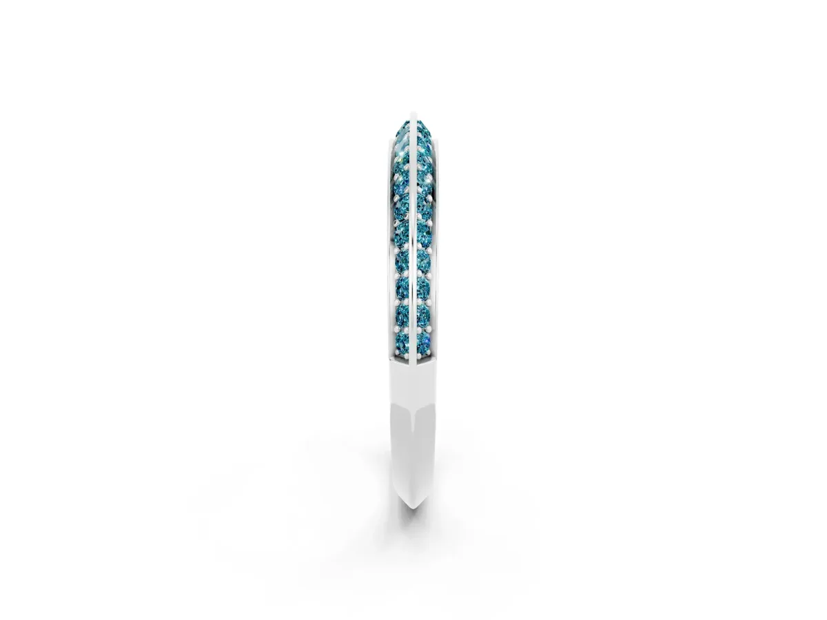 Double Row Pavé Round Blue Topaz Eternity Band with Channel Setting Platinum