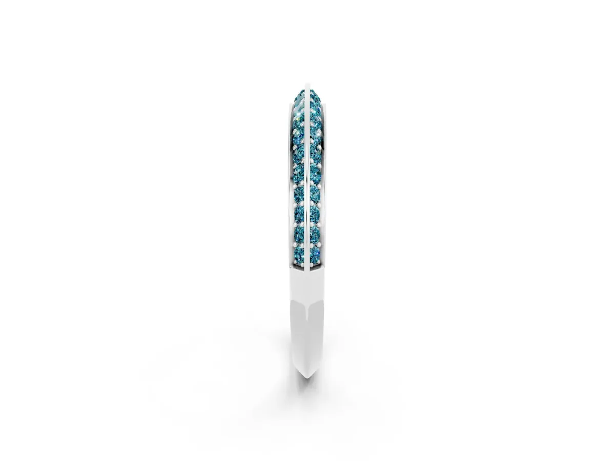 Double Row Pavé Round Blue Topaz Eternity Band with Channel Setting Platinum