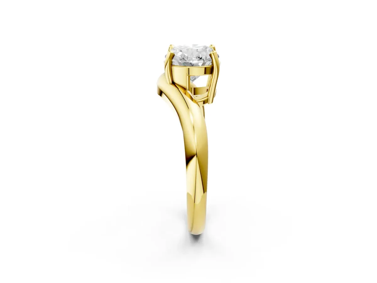 Oval Diamond Twisted Solitaire Ring Yellow gold