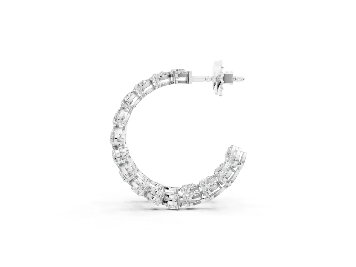 Pear Diamond Open Hoop Earrings Platinum