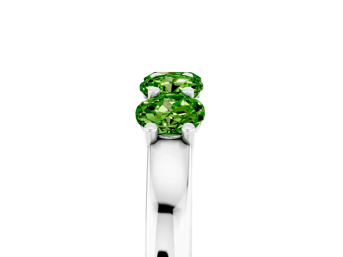 Four-Stone Round Peridot Prong-Set Band Silver