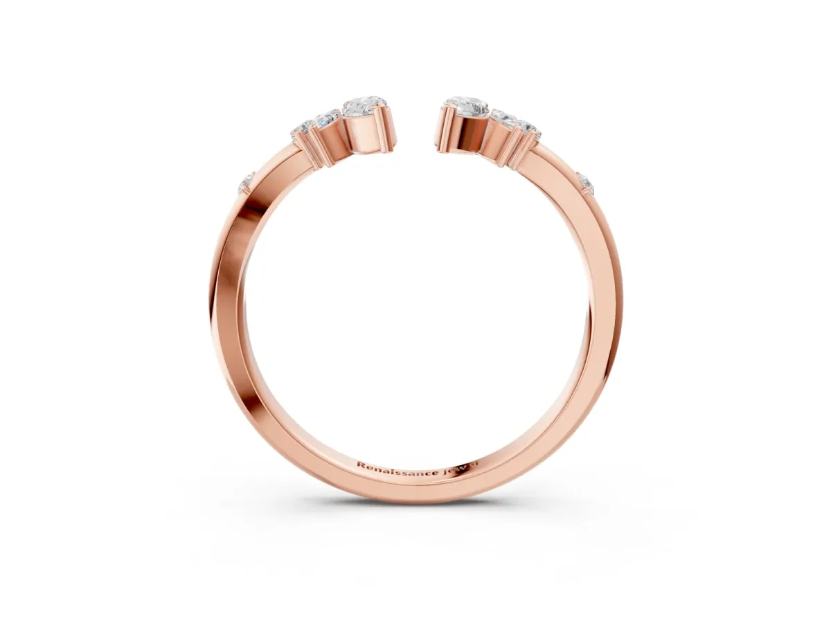 Open Marquise Cluster Diamond Band with Prong Setting Rose gold