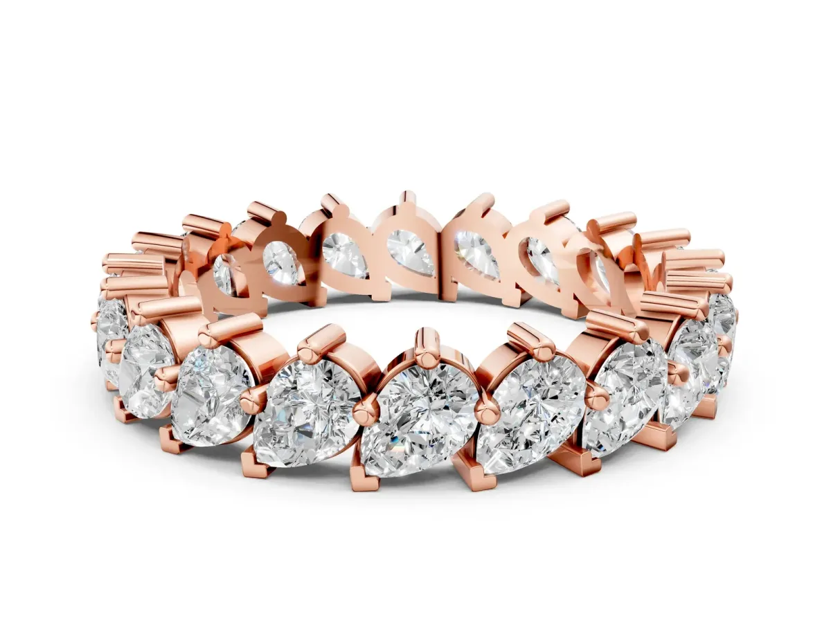 Pear Diamond Full Eternity Band with Shared Prong Setting Rose gold