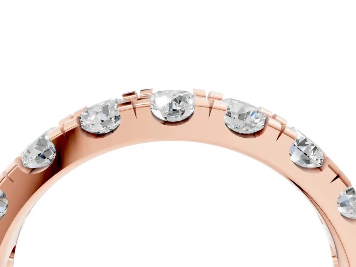 Round Diamond Full Eternity Band with U-Prong Setting Rose gold