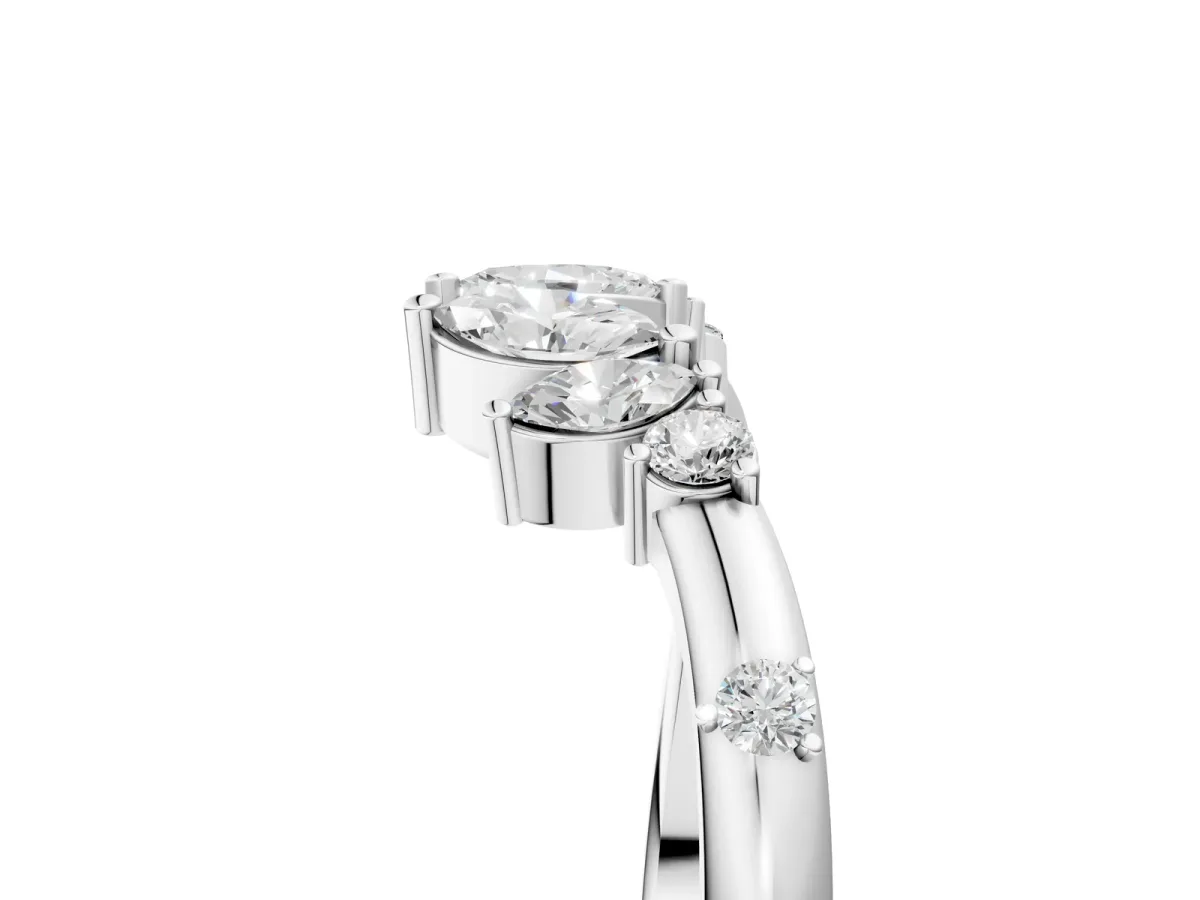 Open Marquise Cluster Diamond Band with Prong Setting Silver