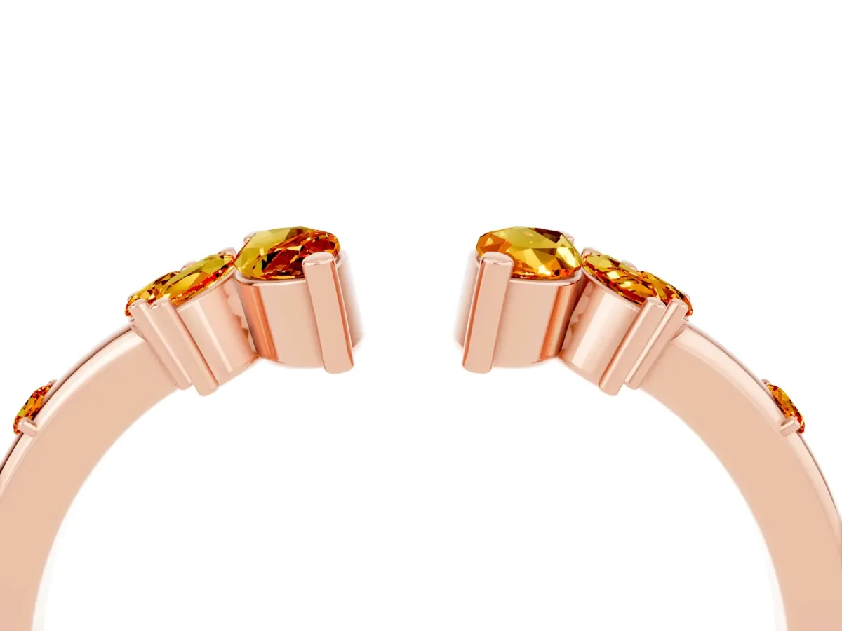 Open Marquise Cluster Citrine Band with Prong Setting Rose gold