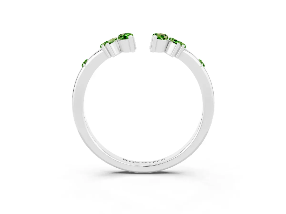 Open Marquise Cluster Peridot Band with Prong Setting White gold
