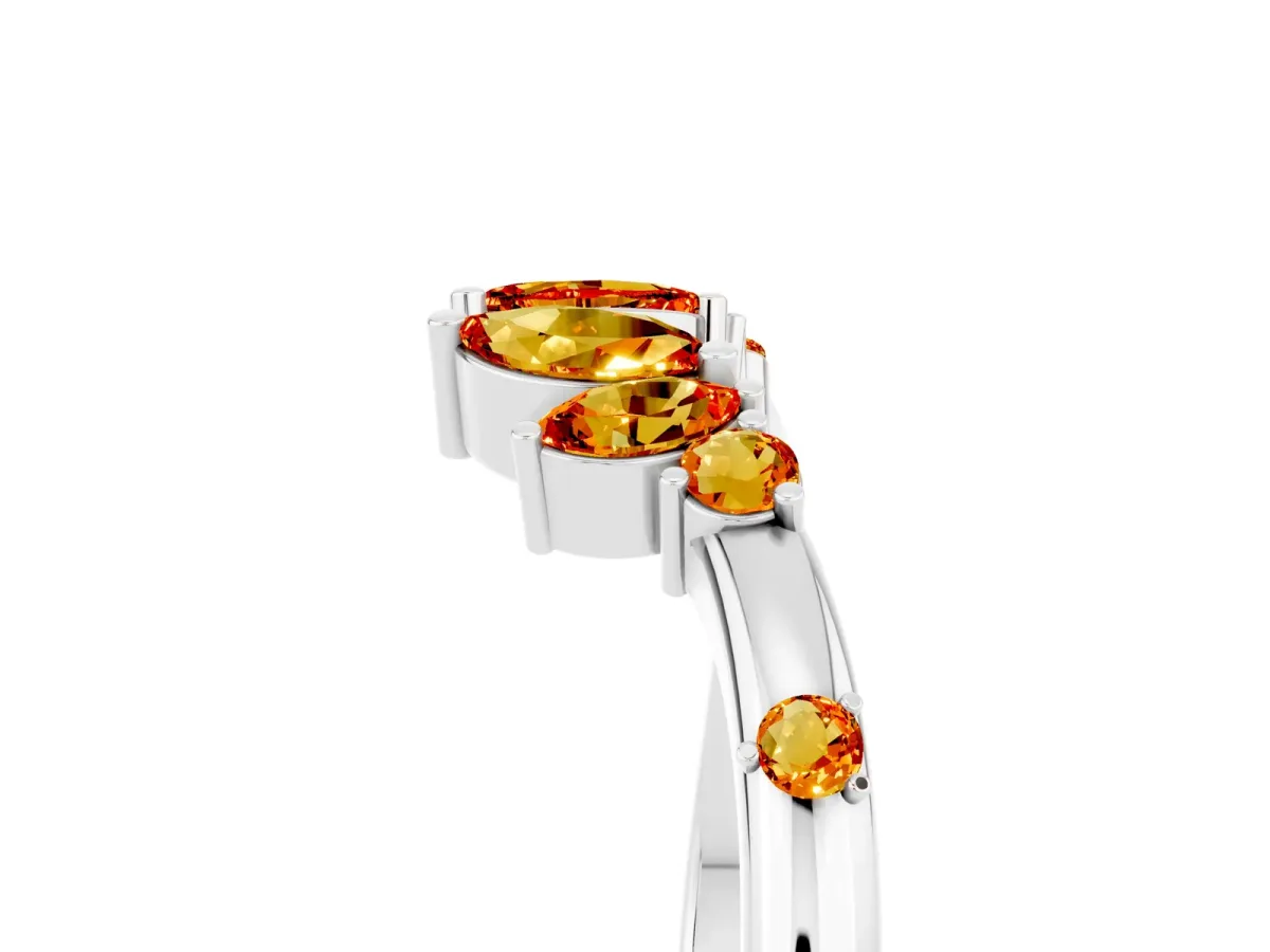Open Marquise Cluster Citrine Band with Prong Setting White gold