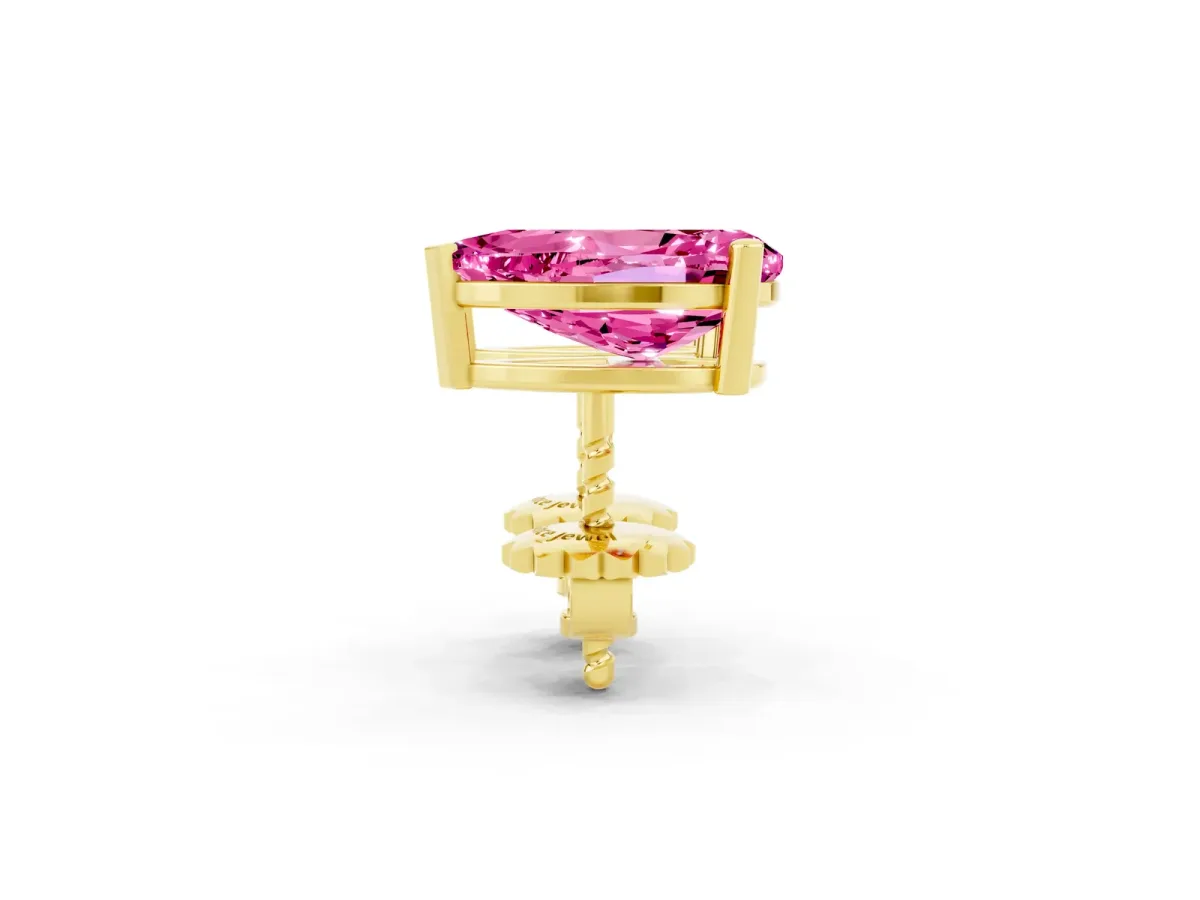 Pear Cut Pink Sapphire Stud Earrings Yellow gold