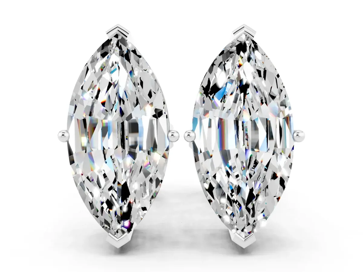 Marquise Cut Moissanite Stud Earrings White gold